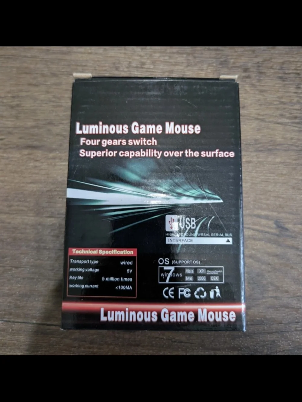 Luminous Gaming Mouse 6 Button Black & Red NWT Read Description